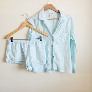 Victoria Secret cozy blue stripe set